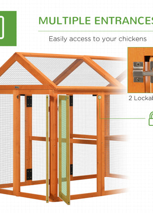 Wooden Chicken Run, Combinable Design with Perches, 4.6' x 2.8', Orange