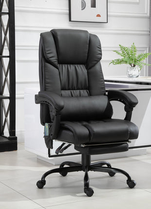 Massage Office Chair with 6 Vibrating Points, High Back Reclining Office Chair with Footrest and Remote, Black
