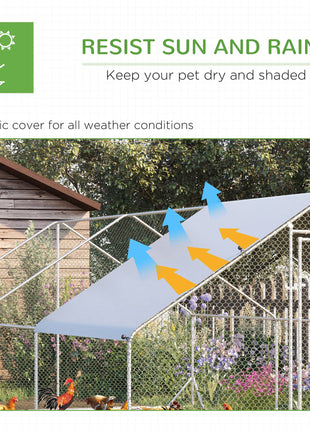 10' x 20' x 6.5' Chicken Coop Cage, Outdoor Hen House w/Cover & Lockable Door