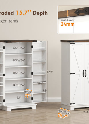 47" Kitchen Cabinet with Sensing LED Light, Kitchen Pantry Cabinet with Doors, Adjustable Shelves, Door Shelves, White