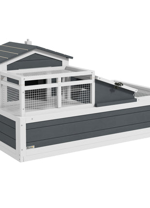 3-Room Tortoise Habitat House w/ Balcony & 2 Stories, 44" x 25.5" x 23", Gray