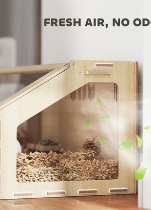 39 inch Hamster Cage Habitat with Acrylic Window & Openable Top for Dwarf Hamster, Gerbil, Guinea Pig, Rat, Oak