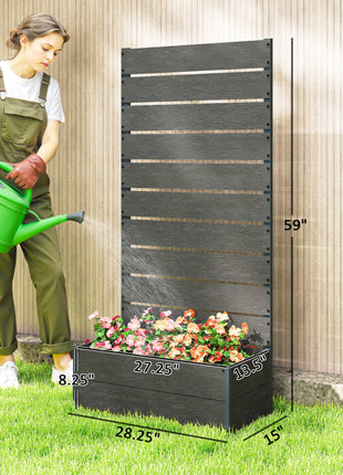 Trellis Planter for Climbing Plants, Raised Garden Bed with Trellis, Planter Box for Outdoor, 28.25" x 15" x 59", Gray