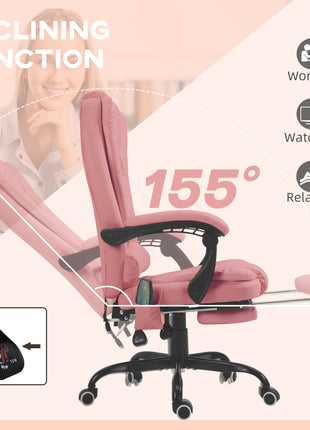 7-Point Vibrating Massage Office Chair High Back Massaging Office Desk Chair with Lumbar Support, Footrest, Pink