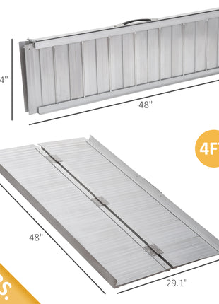 Wheelchair Ramp 4FT, FSA HSA Eligible Foldable Aluminum Threshold Ramp with Non-Slip Surface, 600lbs Weight Capacity