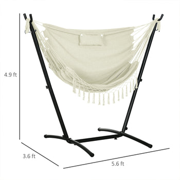 U Shape Stand Hammock Chair, Headrest Include Hammock Swing, Cream White