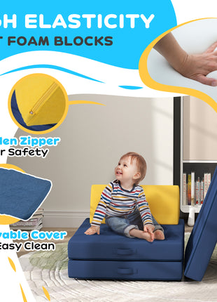 6 Pieces Foam Climbing Blocks for Toddlers with Washable Cover, Climb and Crawl, Blue