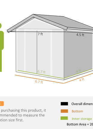 7' x 4' Outdoor Storage Shed, Garden Tool House w/ Foundation Kit Vents & Sliding Doors for Backyard Patio, Brown