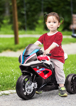 Licensed 6V Kids Ride on Motorcycle, Off-Road Battery Powered Three Wheels Dirtbike with USB, AUX, Music and Headlight for Toddler, Red
