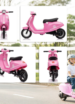 24V Kids Motorcycle with 3-Speed, Electric Motorcycle with Rear Suspension and LED Lights for 8-12 Years Old, Pink