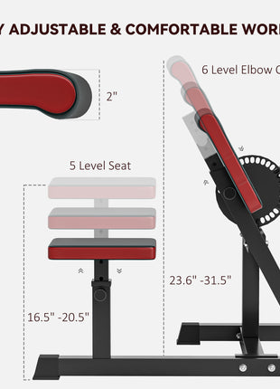 2-In-1 Bicep Preacher Curl Bench Bicep Curl Machine with Adjustable Seat and Elbow Cushion, for Home Gym Workout