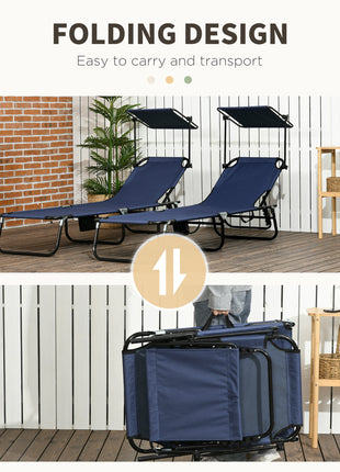 Chaise Lounge Pool Lounge Chairs Set of 2,Outdoor Sun Tanning Chairs,Reclining Back,Steel Frame and Side Pocket,Blue