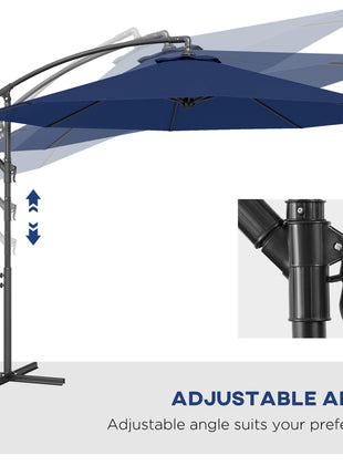 10' Cantilever Tilt Offset Patio Umbrella w/ UV & Water Safe Material & Cross Base (Weight Not Included), Navy Blue