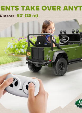 Land Rover Licensed Electric Car for Kids with Remote Control, Dual Motors, Spring Suspension, LED Lights, Dark Green