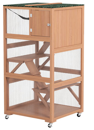 Catio, Outdoor Cat Enclosure House on Wheels with Hammock, Orange
