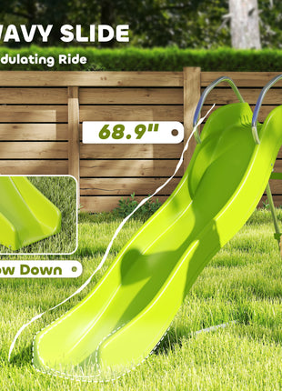 5.7FT Outdoor Slide for Kids Ages 3-8, Climbing Step Ladder, Playground Equipment for Backyard, Garden, Green