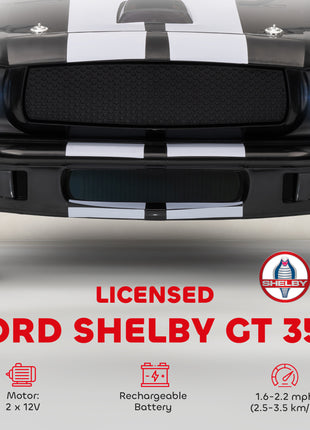 Licensed Ford Shelby GT 350 Kids Ride On Car with Remote Control, Adjustable Speed, MP3, Smooth Start, LED Lights, Black