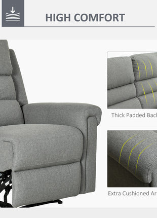 Fabric Reclining Sofa, 2 Seater Recliner Sofa with Manual Pull Tab, RV Couch, Home Seating, Gray