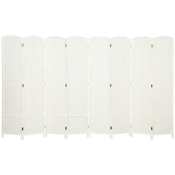 Folding Room Divider Screen 8 Panel 5.6 ' Tall Privacy Screen Freestanding Room Partition for Home Office, White