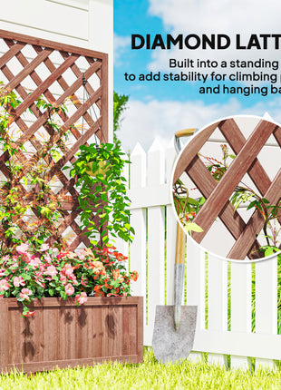 Wooden Raised Garden Bed, Raised Planter Box, Planter with Trellis for Climbing Plants Flowers, Orange