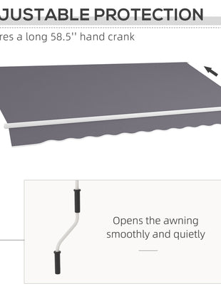 12' x 10' Manual Retractable Awning Outdoor Sunshade Shelter with Adjustable & Versatile Design
