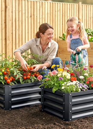 2pc 23.5" Elevated Herb & Vegetable Planting Box Kit w/ Versatile Uses, Dark Gray