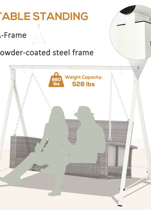 Metal Porch Swing Stand, Heavy Duty Swing Frame, Hanging Chair Stand Only, 528 LBS Weight Capacity, for Backyard, Patio, Lawn, Playground, White