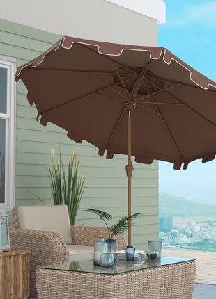 8.8' Patio Umbrella with Push Button Tilt and Crank, Brown