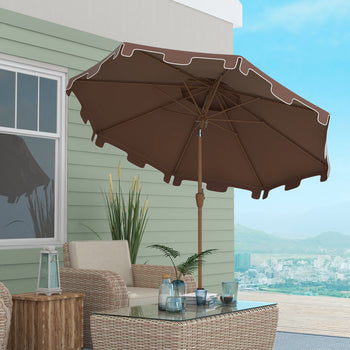 8.8' Patio Umbrella with Push Button Tilt and Crank, Brown
