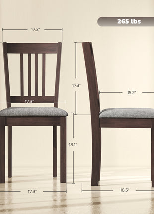 Dining Chairs Set of 2 Linen Upholstered Kitchen Chairs with Rubberwood Legs for Dining Room Living Room Espresso Gray