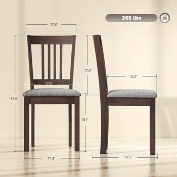 Dining Chairs Set of 2 Linen Upholstered Kitchen Chairs with Rubberwood Legs for Dining Room Living Room Espresso Gray