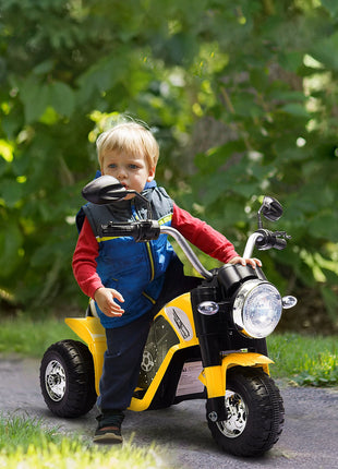 Electric Motorcycle for Kids, 6V Battery Powered Ride-On Dirt Bike 3-Wheels Motorbike with Horn Headlights Realistic Sounds Speed for 18 - 36 Months Yellow