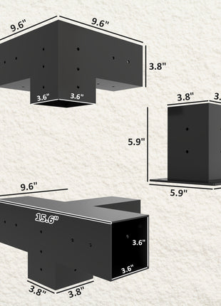 12PCS Pergola Kit, Pergola Brackets with 3-Way & 4-Way Corner Brackets for 4"x4" (Actual 3.6"x3.6") Lumber