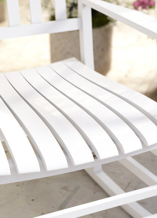 Wooden Outdoor Rocking Chair with Armrests, High Back for Garden, Patio, Balcony, Porch, White