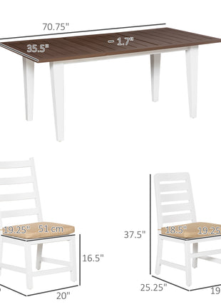 Patio Dining Set for 6, Outdoor Furniture Set with a Table & Chairs, Cushions, Umbrella Hole for Garden, Backyard, or Poolside, Beige