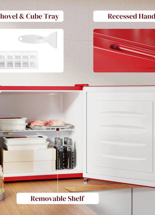 1.1 Cu.Ft Countertop Mini Freezer, Compact Upright Freezer with Removable Shelves, Red