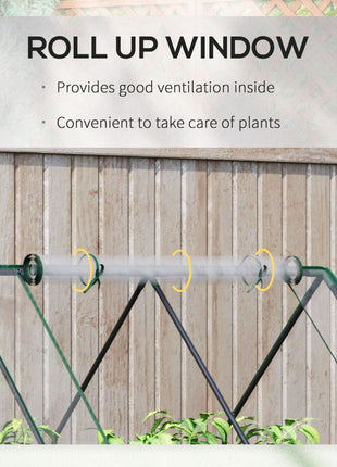 Raised Garden Bed with Cover, Outdoor Galvanized Metal Planter Box Kit, 4 x 3 ft Mini Greenhouse with 2 Large Screen Windows, for Growing Flowers, Vegetables and Herbs, Clear