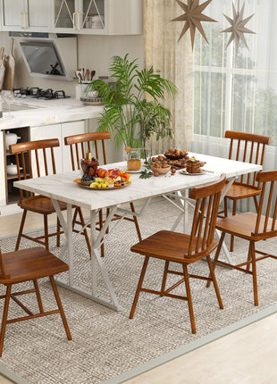 Dining Chairs Set of 4, Farmhouse Wood Kitchen Chairs with Rubber Wood Frame, Spindle Back for Dining Room, Light Brown