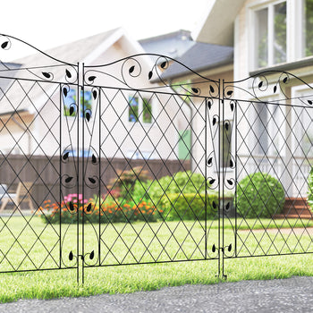 Garden Fence, 4 Pack Steel Fence Panels, 11.5' L x 56" H, Rust-Resistant Decorative Border Flower Edging