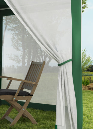 13' x 11' Outdoor Party Tent, Hexagon Sun Shade Shelter Canopy w/ Protective Mesh Sidewalls, Ropes & Stakes, Green