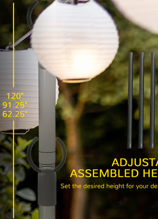 4 Pack of 10' String Light Poles, Steel Hanging Lighting Stand for Patio, Backyard, Deck, Wedding, Party, Black
