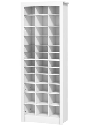 71" Shoe Storage Cabinet with 3 Heights of Open Cubes for 36 Pairs, Narrow Shoe Organizer, White