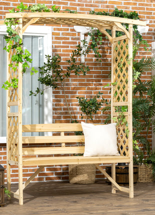 Patio Garden Bench, Wooden Bench, Outdoor Bench for Vines/Climbing Plants, Natural