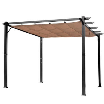 10' x 13' Outdoor Pergola Gazebo Backyard Canopy Cover Adjustable Sunshade, Gray