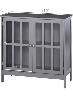Contemporary Storage Cabinet, Cupboard Buffet Credenza with 2 Doors for Kitchen, Hallway, Living Room, Gray