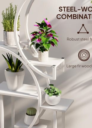 Plant Stand Indoor, 8 Tier 62" S-Shaped Plant Shelf, Corner Plant Rack for Multiple Plants, White