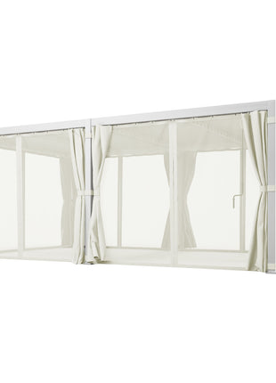 12' x 19' Aluminum Pergola with Adjustable Louvered, Outdoor Pergola with Curtains and Netting, Cream White
