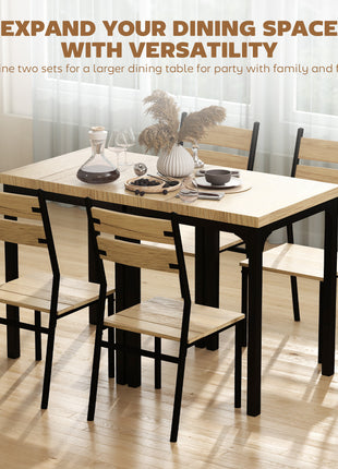 3 Piece Dining Table Set for 2, Modern Kitchen Table and Chairs, Dining Room Set for Breakfast Nook, Light Wood Grain