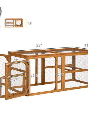 55" Wooden Chicken Coop Add-on Expansion, Mini Chicken Coop Outdoor Chicken Run Hen House with Combinable Design