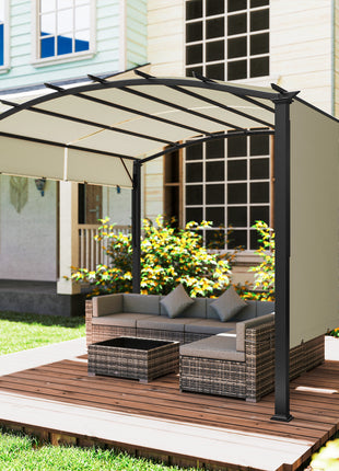 11' x 11' Outdoor Retractable Pergola Canopy for Backyard, Beige